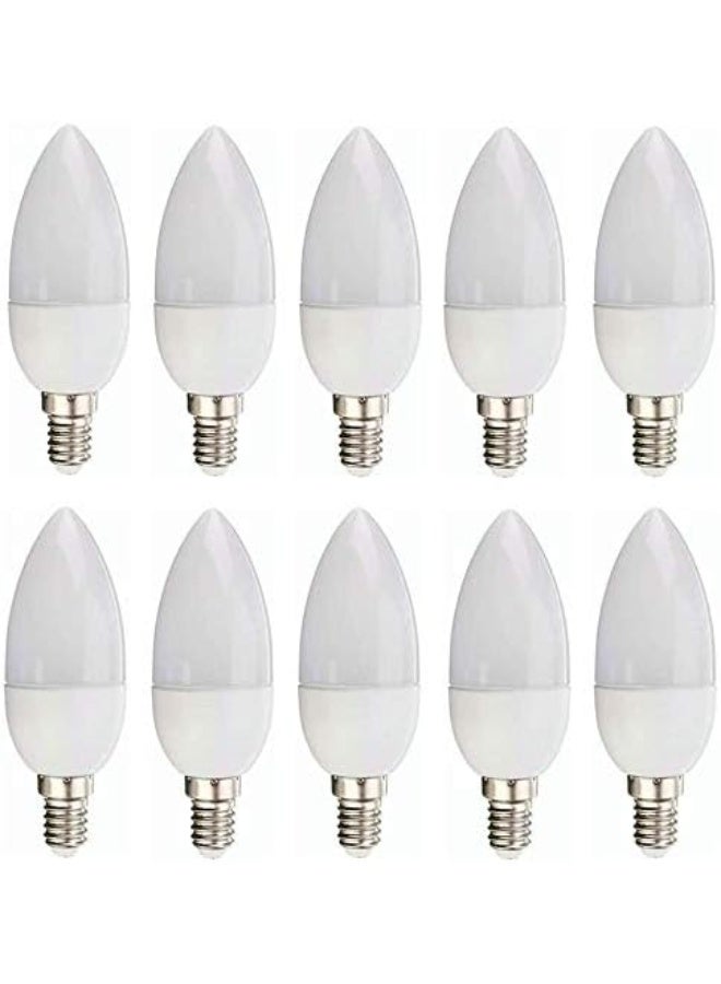 فكسر مصابيح LED على شكل شمعدان، لون أبيض 6500 كلفن، قاعدة E14، 7 واط، غير قابلة للتعتيم، 220 فولت، عبوة من 10 مصابيح - Image 2